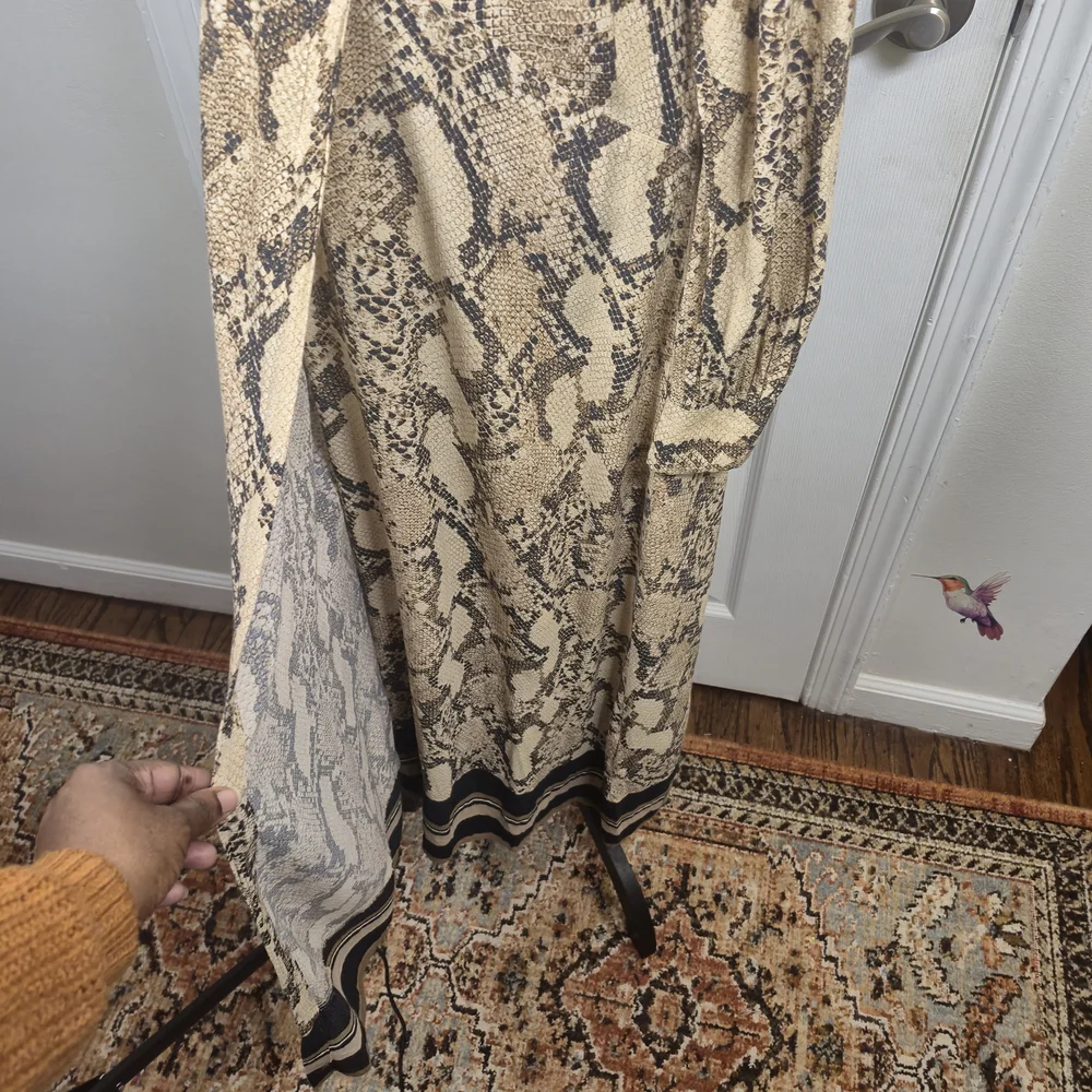 H&M Snakeskin Print Faux Wrap Maxi Dress Statement Y2K Size 12 - Picture 7 of 9